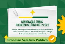 PREFEITURA DE VISEU CONVOCA APROVADOS NO PROCESSO SELETIVO PÚBLICO Nº 001/2025 – PMV/SEMUS